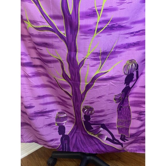 Vtg Metropolitan Purple African OS House Dress Kaftan V Neck Mrs. Roper Muumuu - Picture 11 of 16
